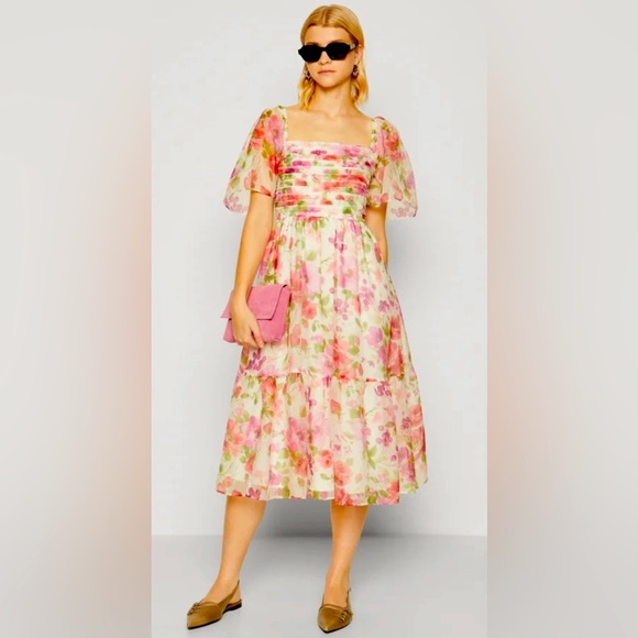 Abercrombie & Fitch Rose print 
EMERSON MIDI DRESS - Day dress size S NWT - Picture 1 of 15